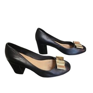 Kate Spade Black With The Gold Hardwear Block Heel Pumps. Sz 6,5